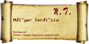 Máyer Terézia névjegykártya